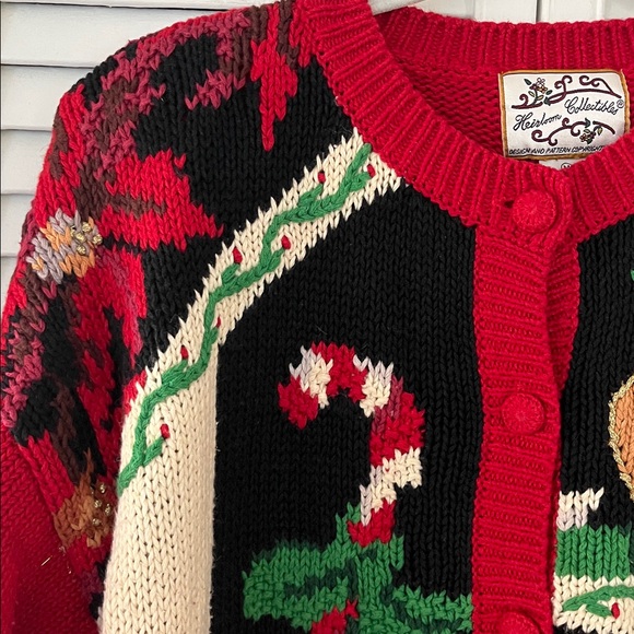 Heirloom Collection VTG Christmas Sweater Sz Medium Embroidered - Picture 5 of 8